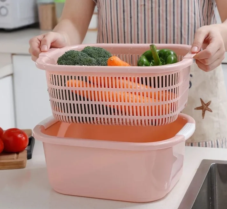 Recipiente Escurridor para Cocina con Cesta de Drenaje
